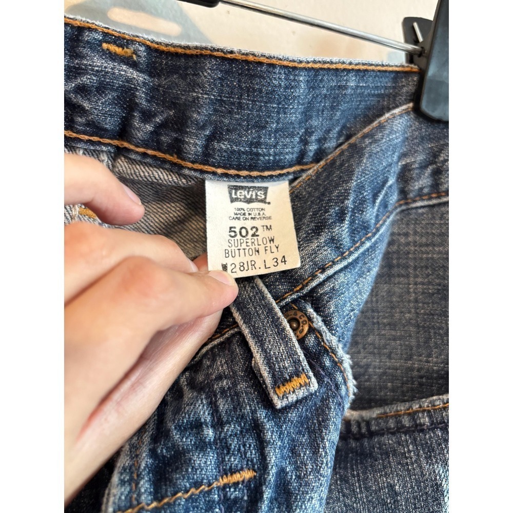 Y2K Levis Woman 502 Super Low Button Fly 28JR‎ L34 Straight Leg Streetwear Jeans
